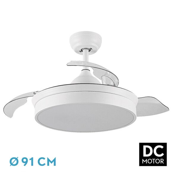 VENTILADOR FABRILAMP CALA DC BLANCO 48W 3ASP. DES 91D 6 VELOCIDADES REMOTO+TEMPORIZADOR